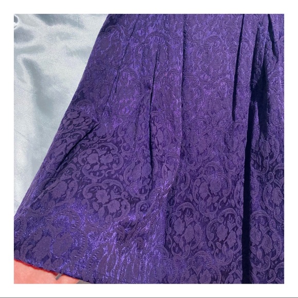 TEMT Purple Jacquard Pleated Satin Lined Skater Dress - Picture 2 of 7